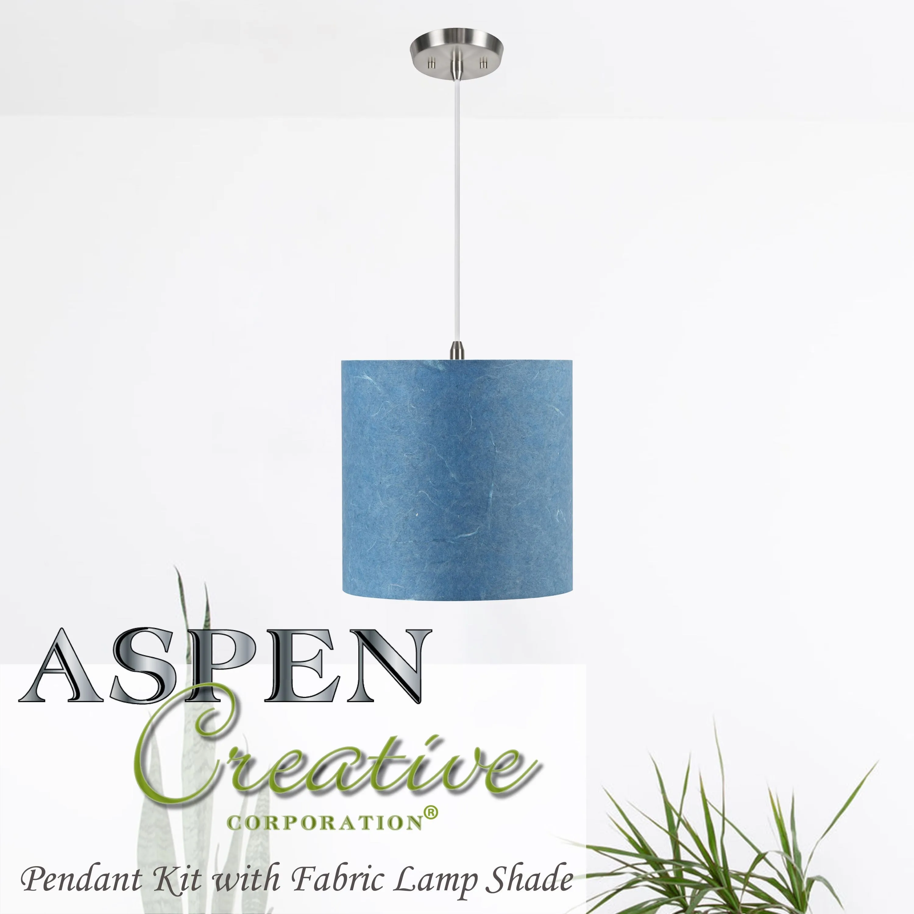 # 71030 One-Light Hanging Pendant Ceiling Light with Transitional Hardback Drum Fabric Lamp Shade, Flaxen, Linen 8" W