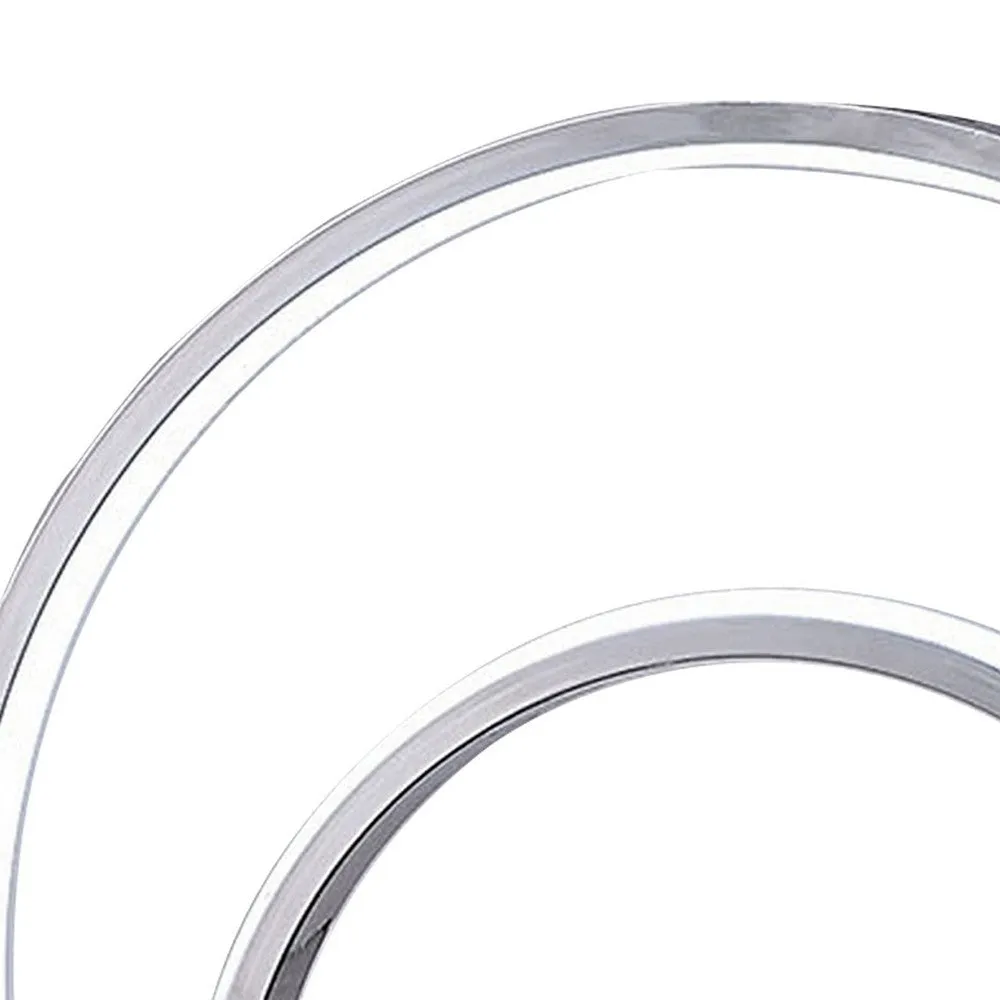 14 Inch Table Lamp, Modern Ring LED Light, Round Metal Base, Silver By Casagear Home