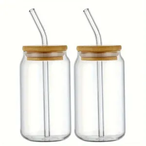 2 / 4 / 6 / 8 Piece 16Oz Can Shaped Glasses With Lids & Straws Insulated