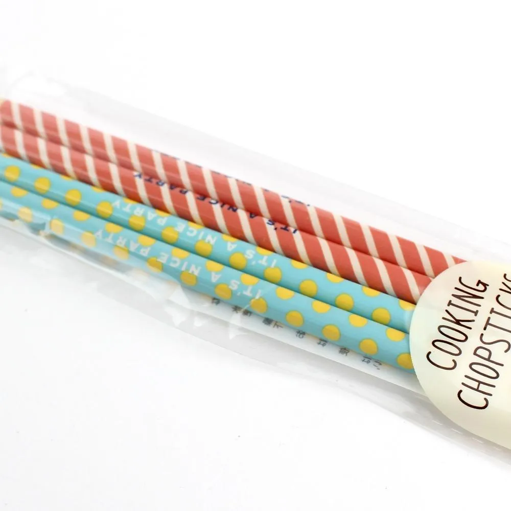 2-pair Bamboo Stripes Polka Dots Chopsticks