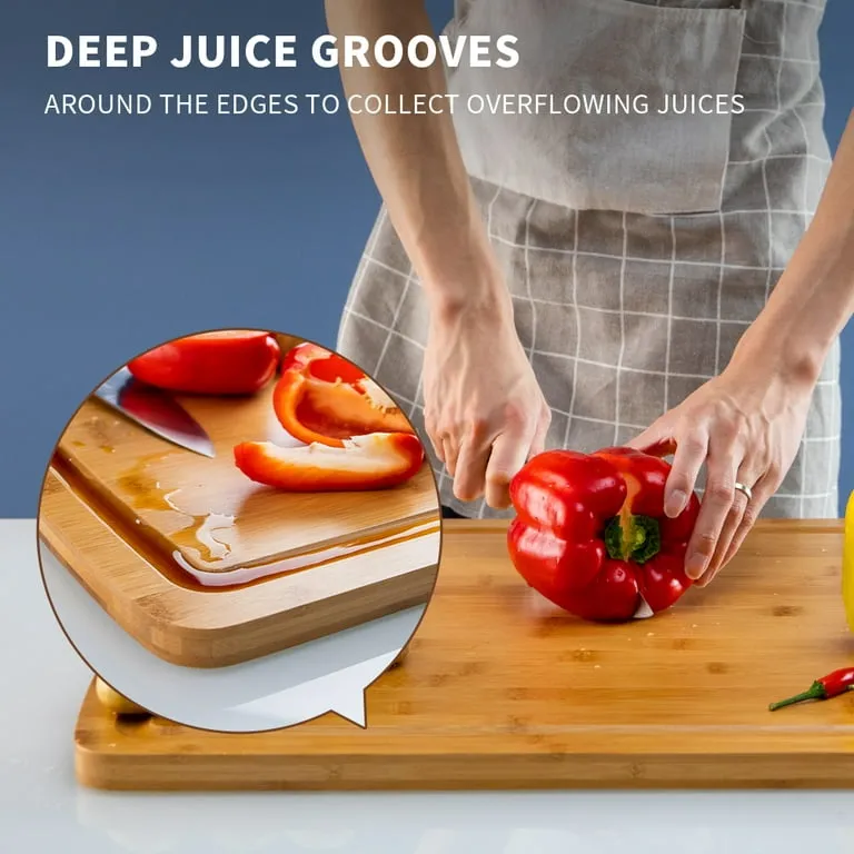 24 X 18 Inch Extra Large Bamboo Cutting Board With Juice Groove, Kitchen Wood Chopping Boards