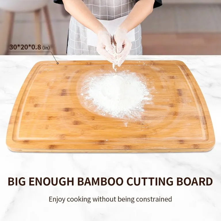 24 X 18 Inch Extra Large Bamboo Cutting Board With Juice Groove, Kitchen Wood Chopping Boards