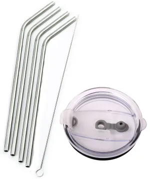 4 Bend Stainless Steel Straws Extra LONG fits 30 oz & 20 oz Yeti Tumbler Rambler Cups - CocoStraw Brand Drinking Straw