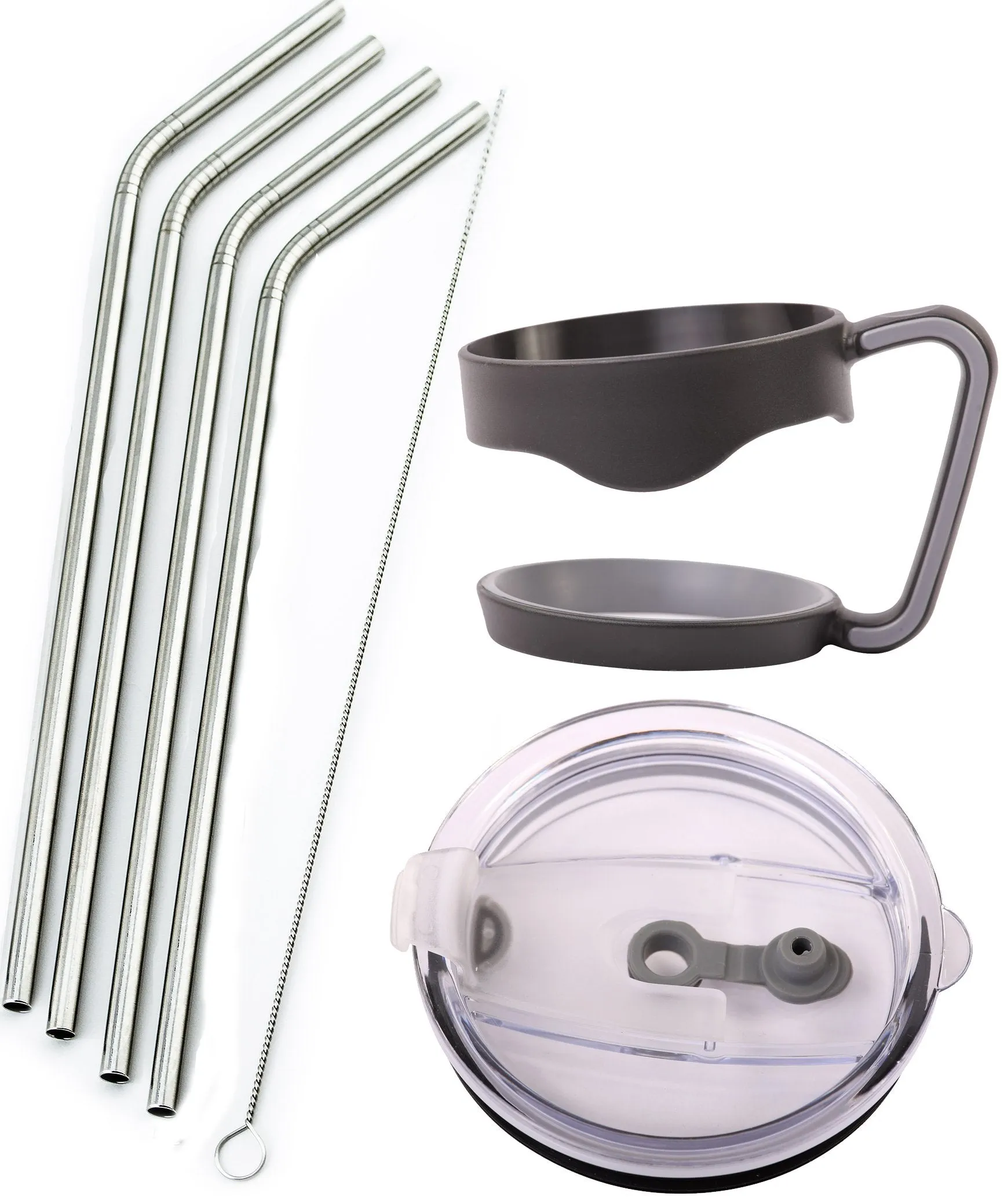4 Bend Stainless Steel Straws Extra LONG fits 30 oz & 20 oz Yeti Tumbler Rambler Cups - CocoStraw Brand Drinking Straw