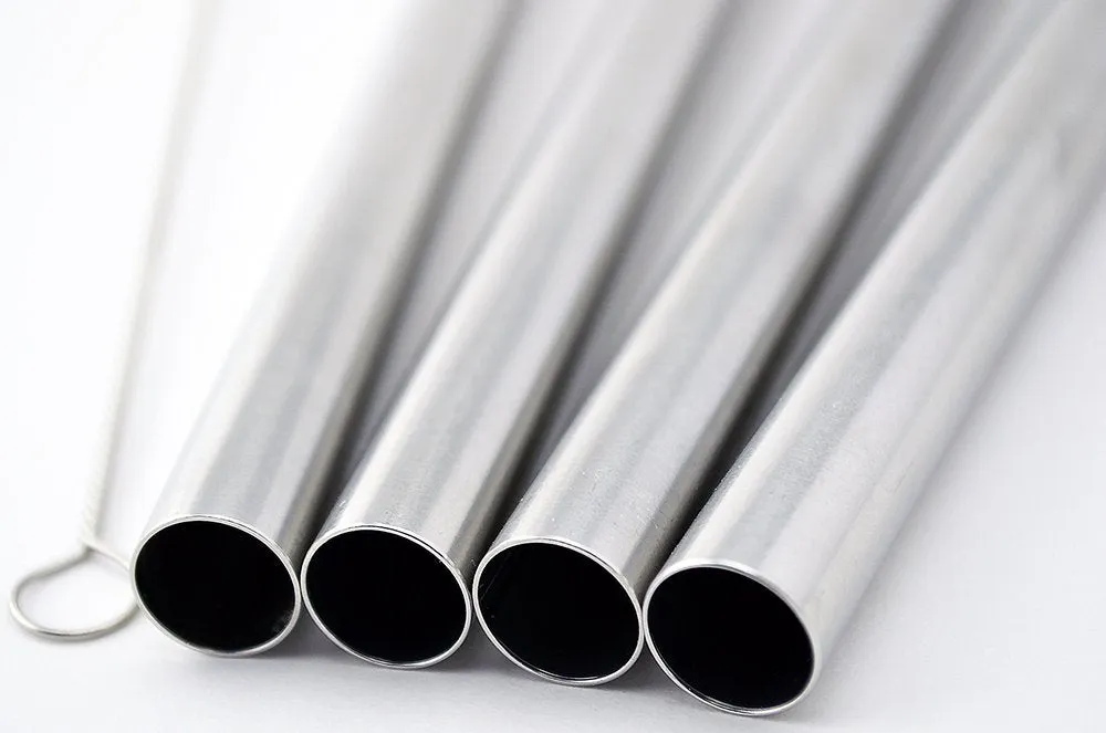 4 BOBA Straw Stainless Steel Extra Wide 1/2" x 9.5" Long Tapioca Pearl Bubble Tea Thick FAT