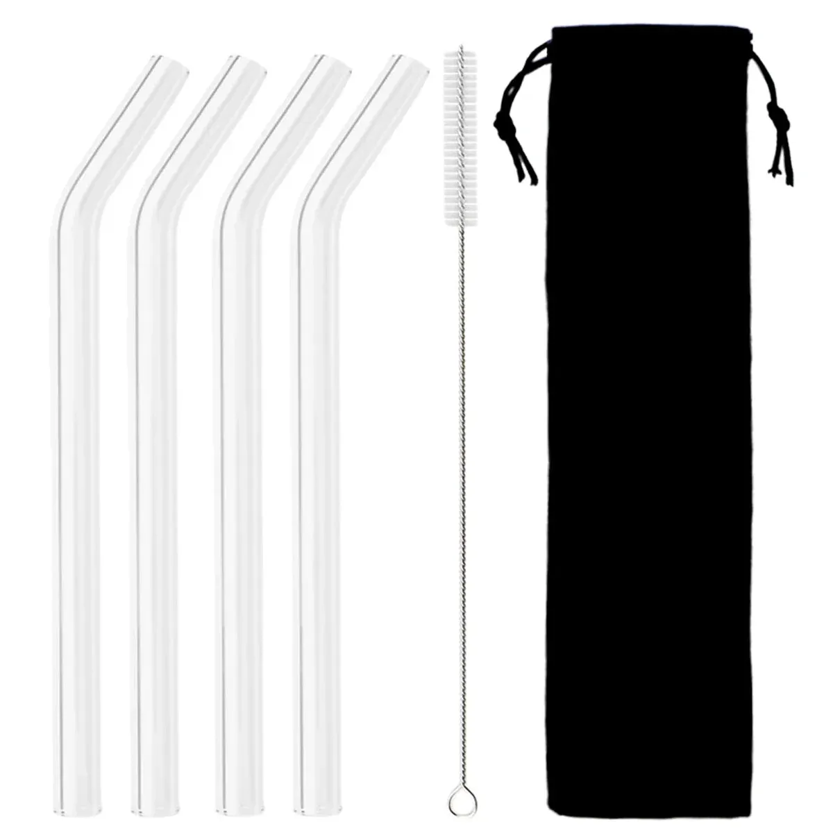 4 Piece Eco Friendly Glass Straws 12Mm Reusable Drinkware