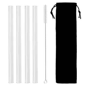 4 Piece Eco Friendly Glass Straws 12Mm Reusable Drinkware