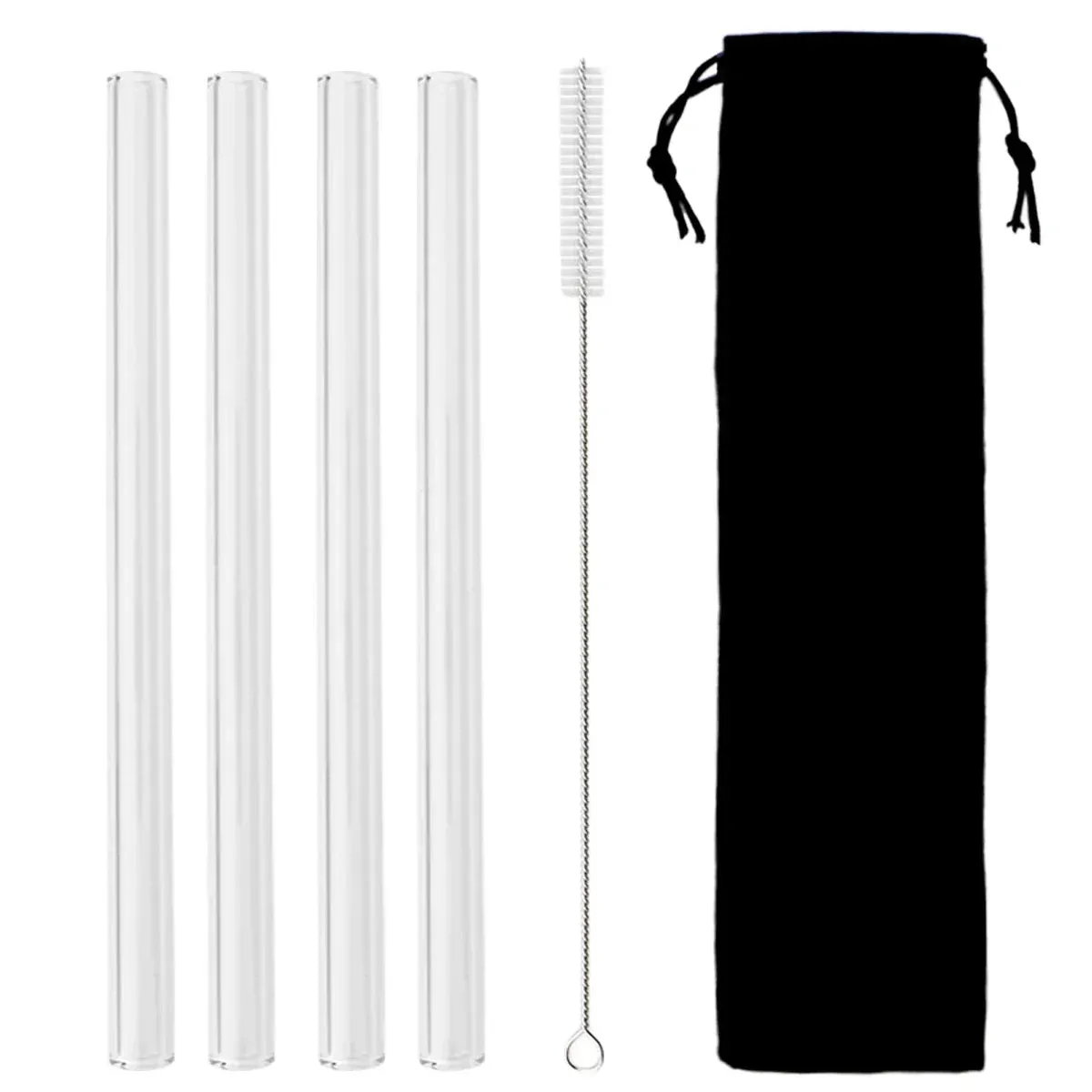 4 Piece Eco Friendly Glass Straws 12Mm Reusable Drinkware