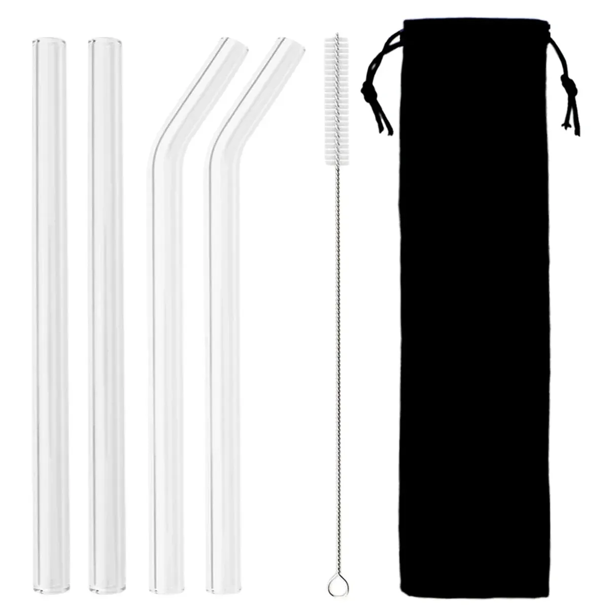 4 Piece Eco Friendly Glass Straws 12Mm Reusable Drinkware
