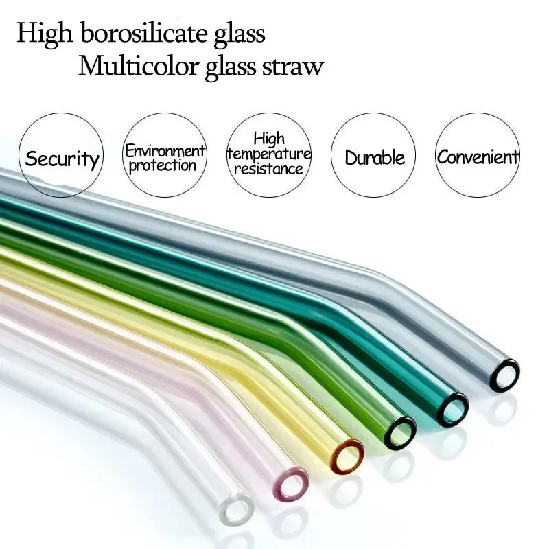 4 Piece Eco Friendly Glass Straws 12Mm Reusable Drinkware