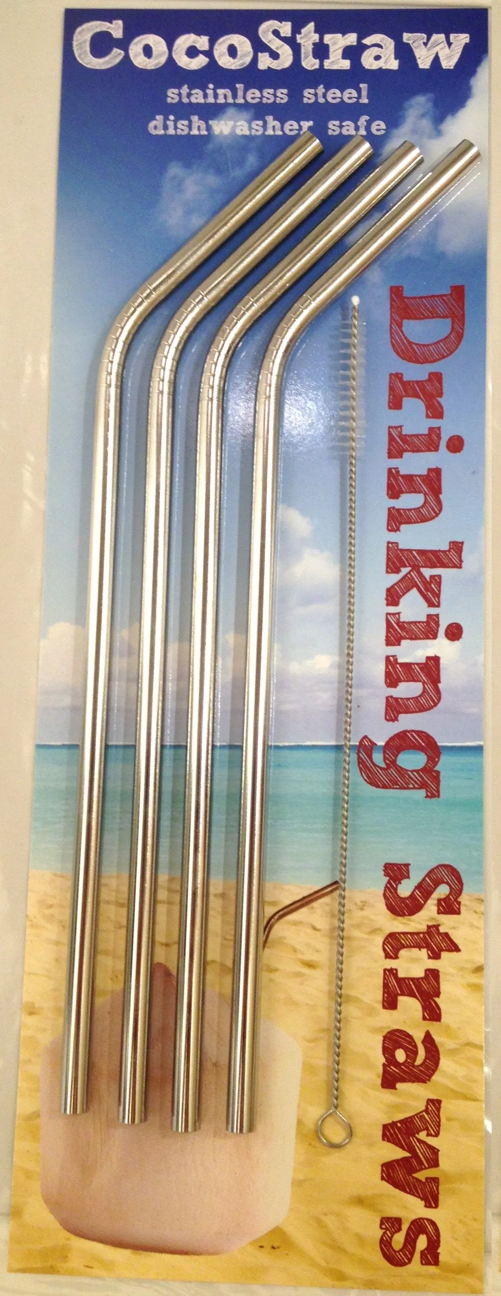 4  Stainless Steel Drinking Straws   Cleaner Brush - Drink Eco Friendly! Fun, Handy, Modern house wares straw
