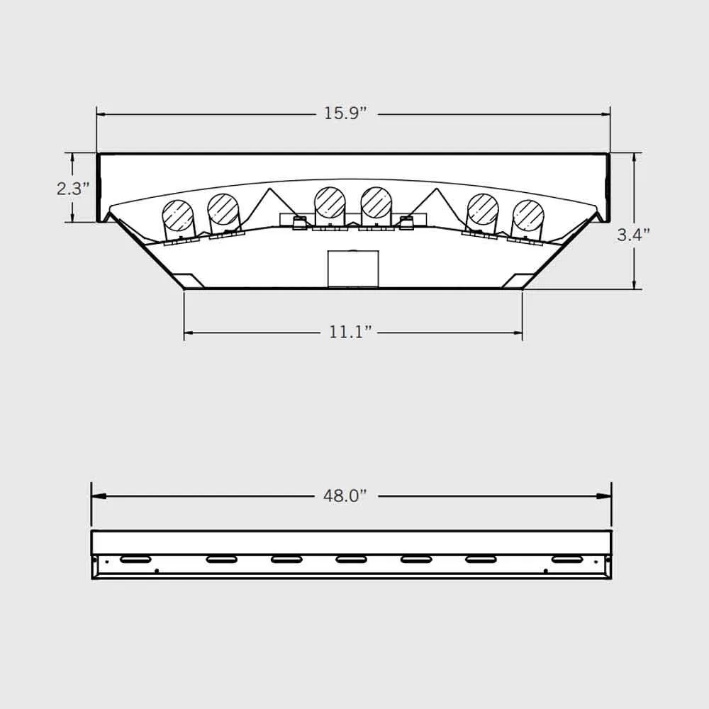 4ft LED Ready High Bay, 6 T8 Lamp, Single End Wiring, Bulbs Not Included