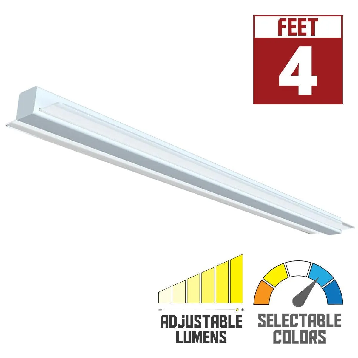4ft LED Strip Light Fixture 24/48 Watts, 6600 Lumens, 30K/35K/40K/50K 120/277V
