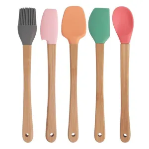 5-Piece Mini Silicone & Bamboo Utensil Set | Nonstick Cookware