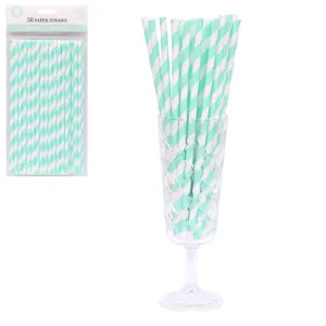 50pk Mint Green Stripe Paper Straws