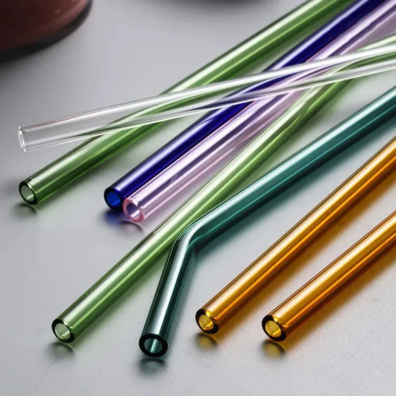 8 Piece Eco Friendly Glass Straw Set With Brush