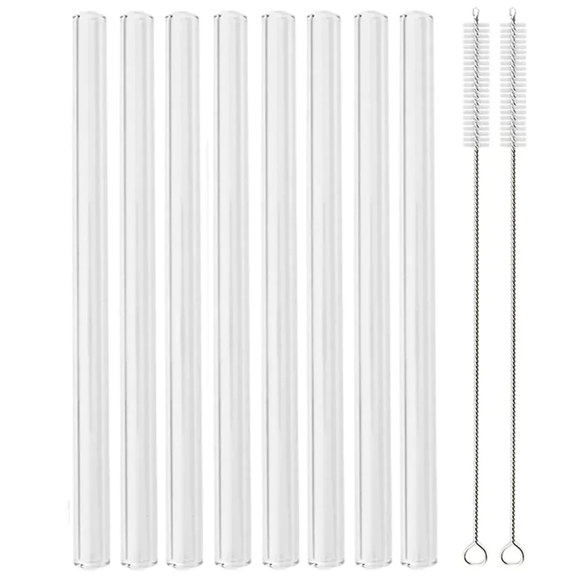 8 Piece Eco Friendly Glass Straw Set With Brush