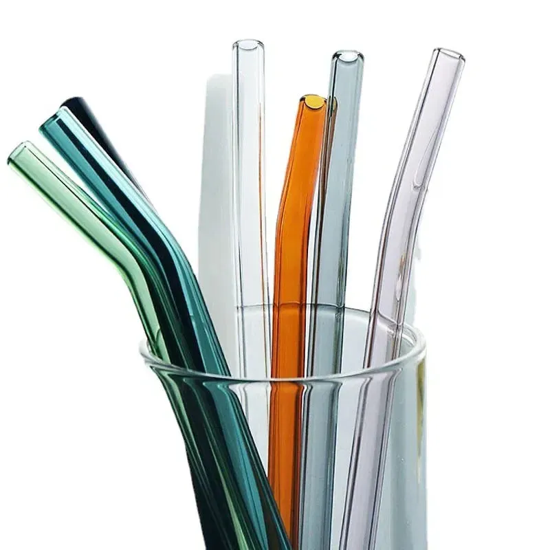 8 Piece Eco Friendly Glass Straw Set With Brush