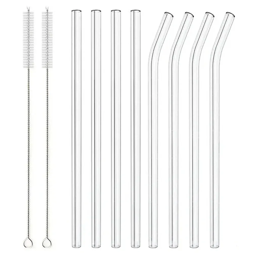 8 Piece Glass Straws For Smoothies Milkshakes Tea Juice Cocktails