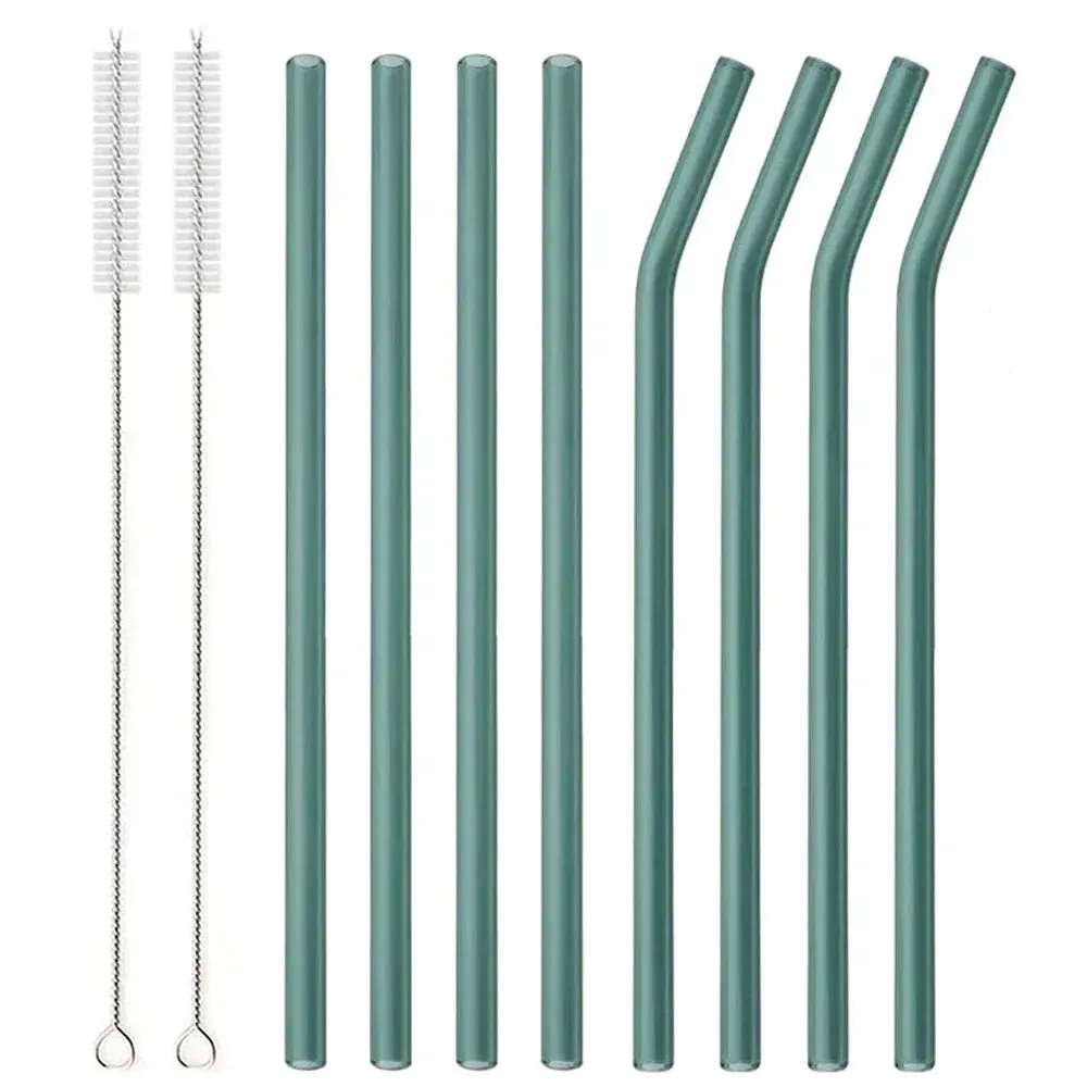 8 Piece Glass Straws For Smoothies Milkshakes Tea Juice Cocktails