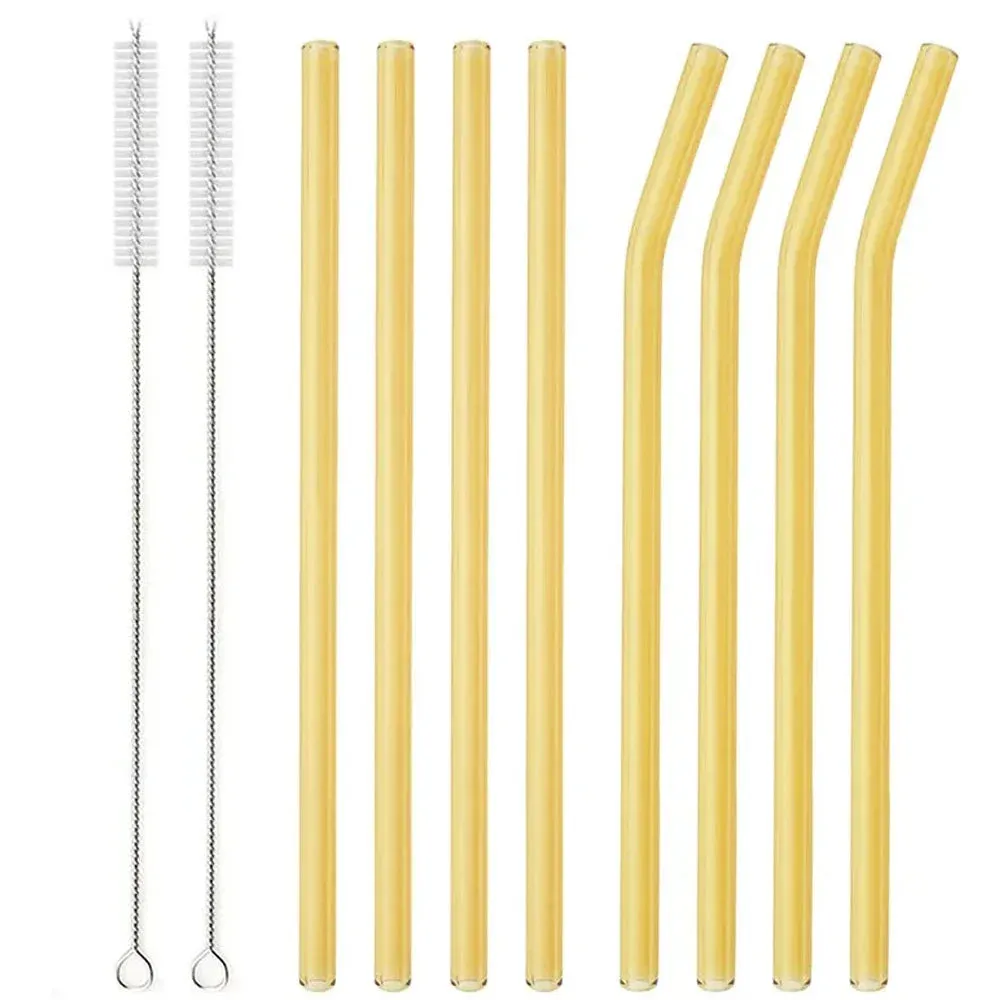 8 Piece Glass Straws For Smoothies Milkshakes Tea Juice Cocktails