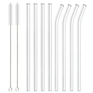 8 Piece Glass Straws For Smoothies Milkshakes Tea Juice Cocktails