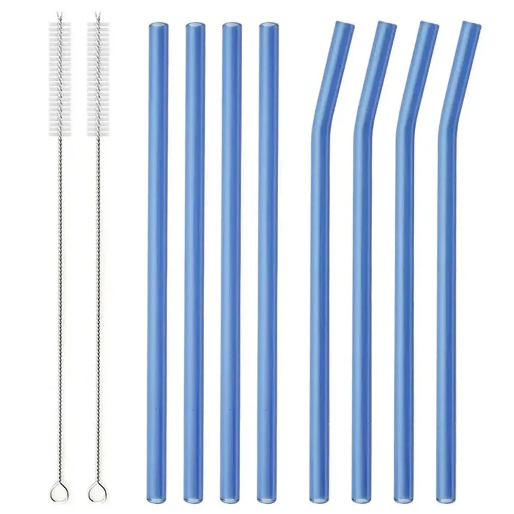 8 Piece Glass Straws For Smoothies Milkshakes Tea Juice Cocktails