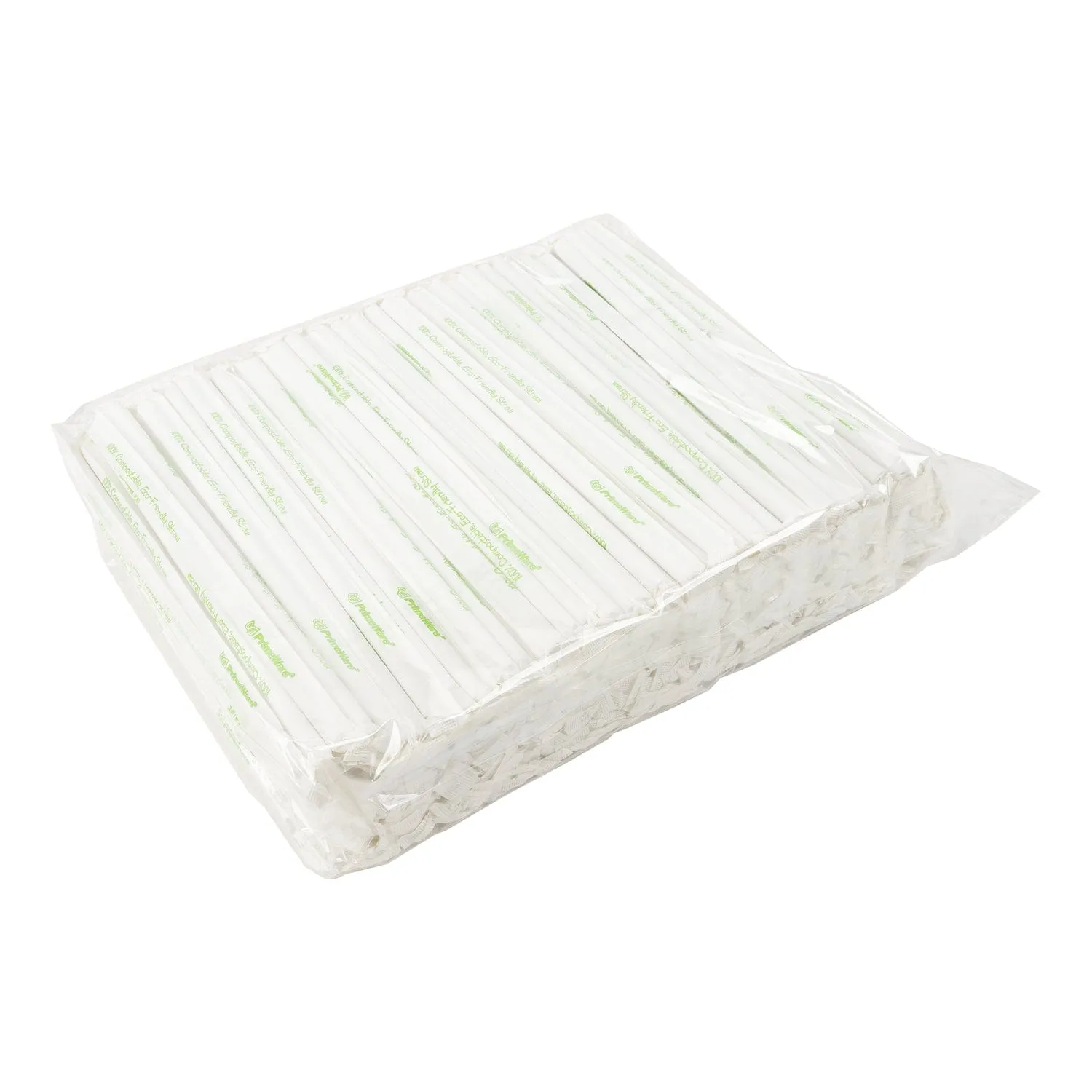 8.5" Giant Milky White/Transparent Paper Wrapped PLA Straws, Case of  7,200