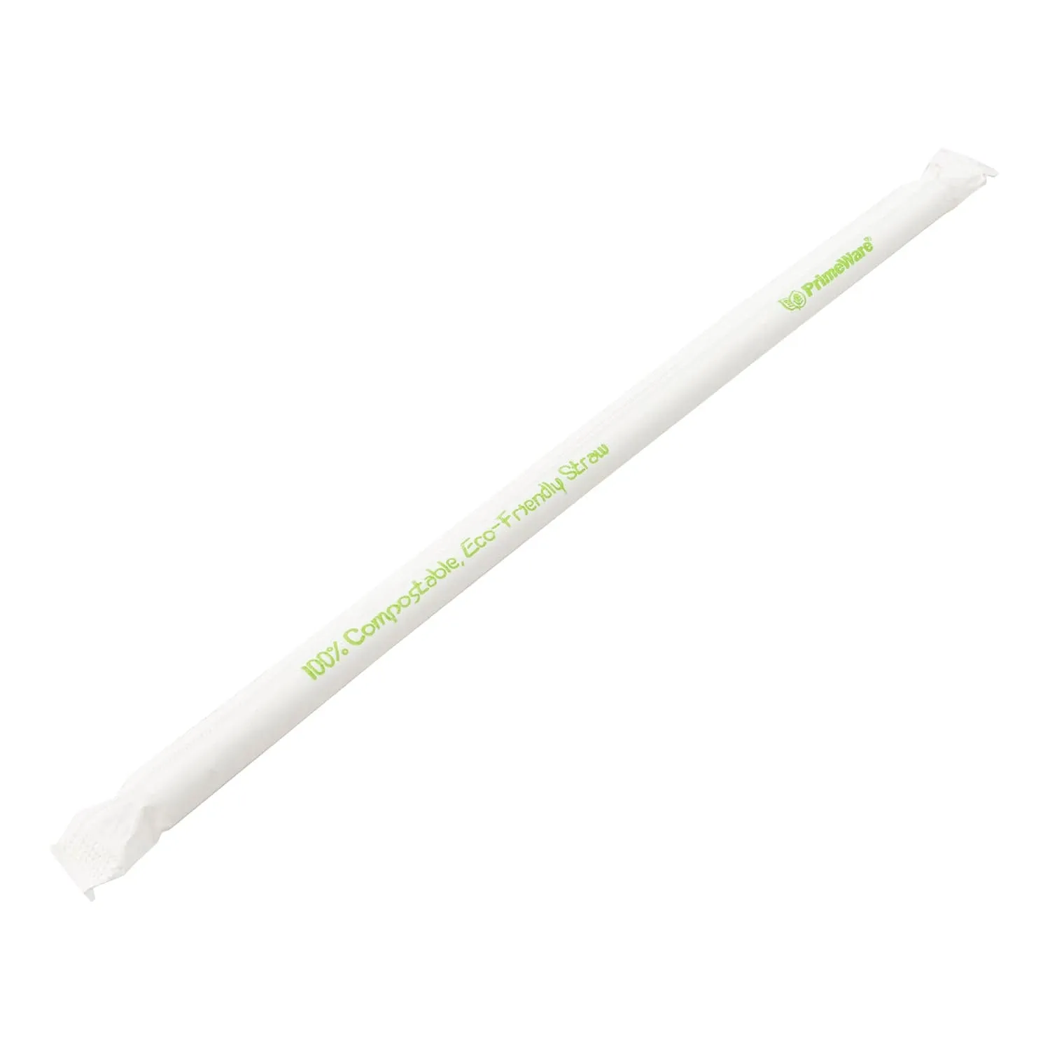 8.5" Giant Milky White/Transparent Paper Wrapped PLA Straws, Case of  7,200