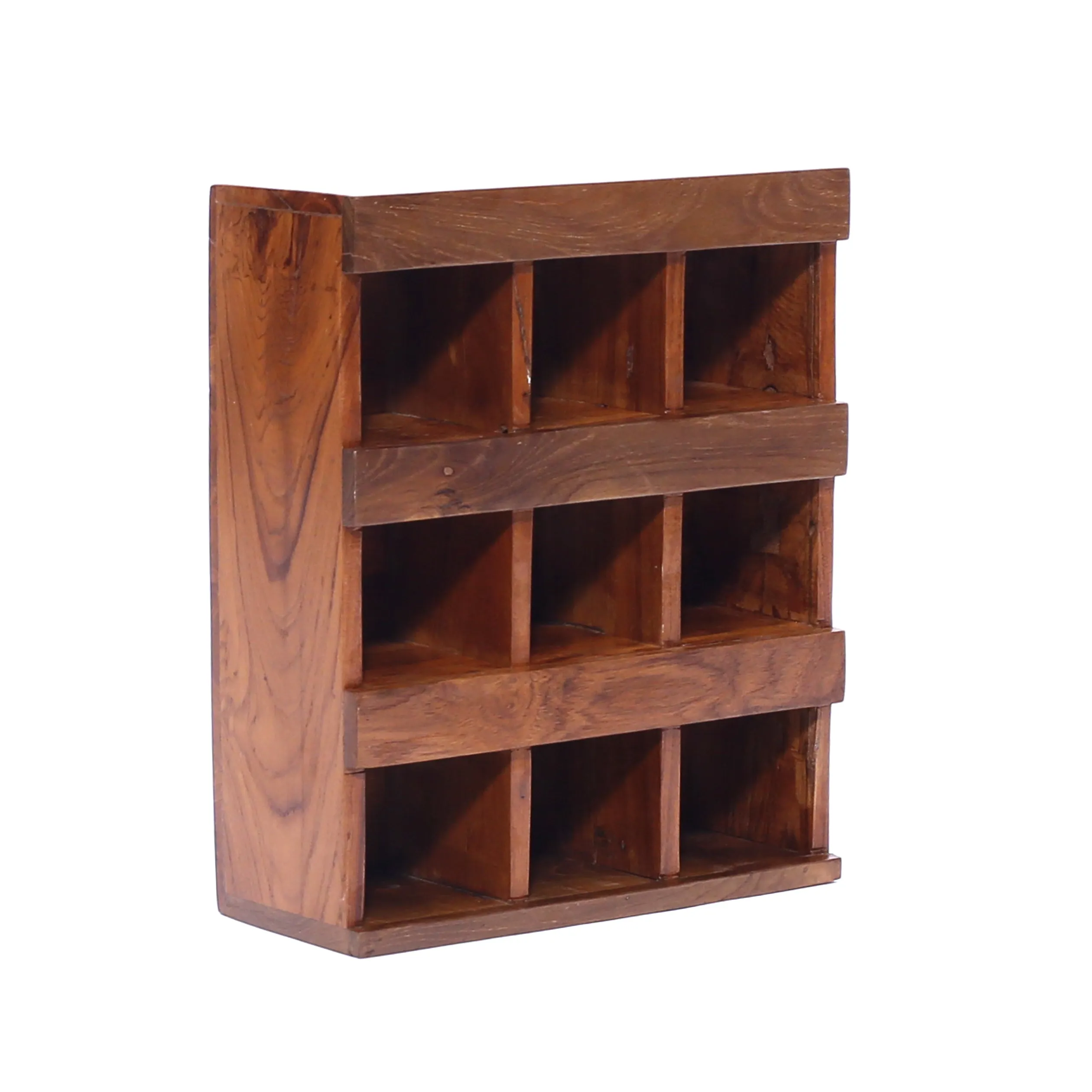 9-Slot Wooden Jar Wall Hanging Cabinet