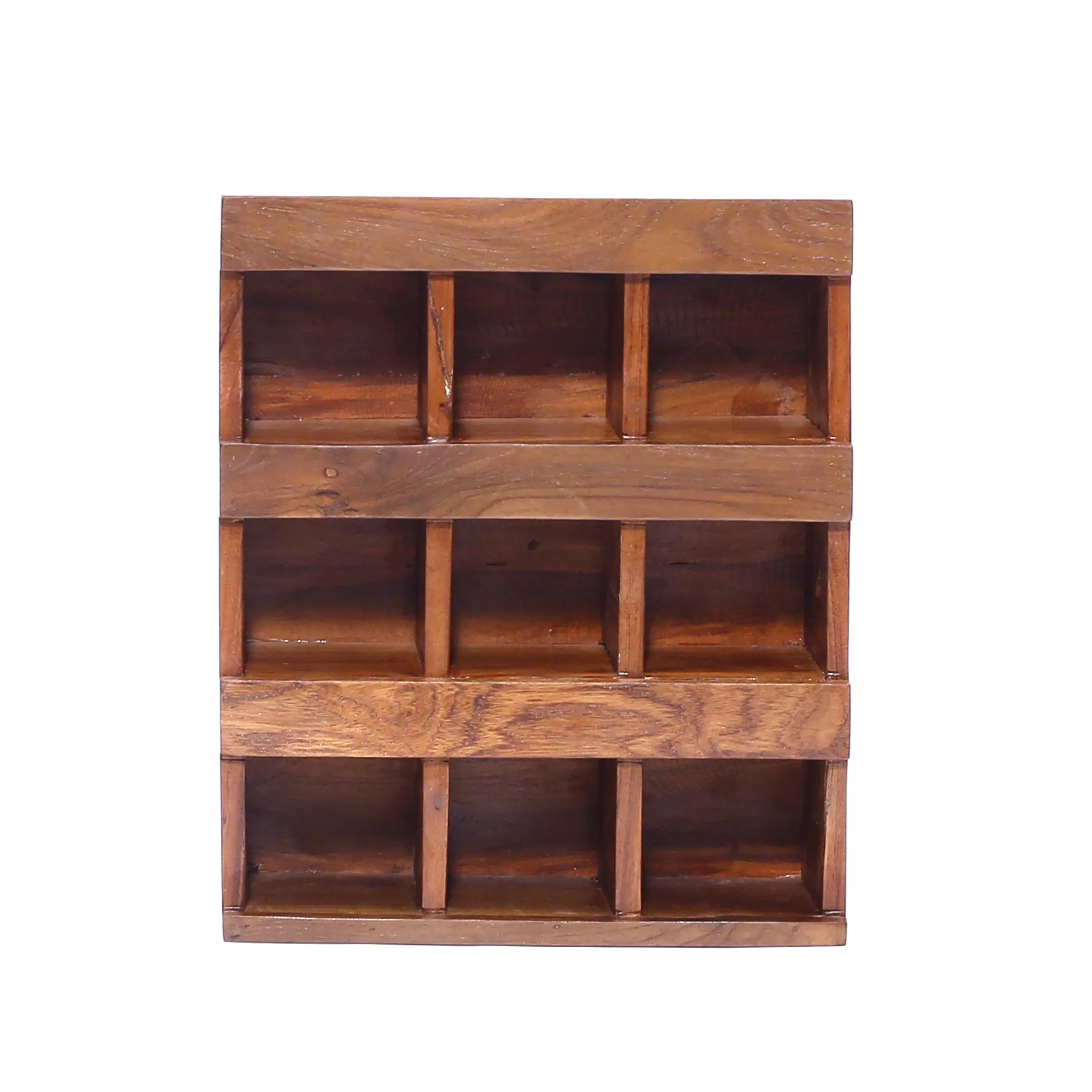 9-Slot Wooden Jar Wall Hanging Cabinet