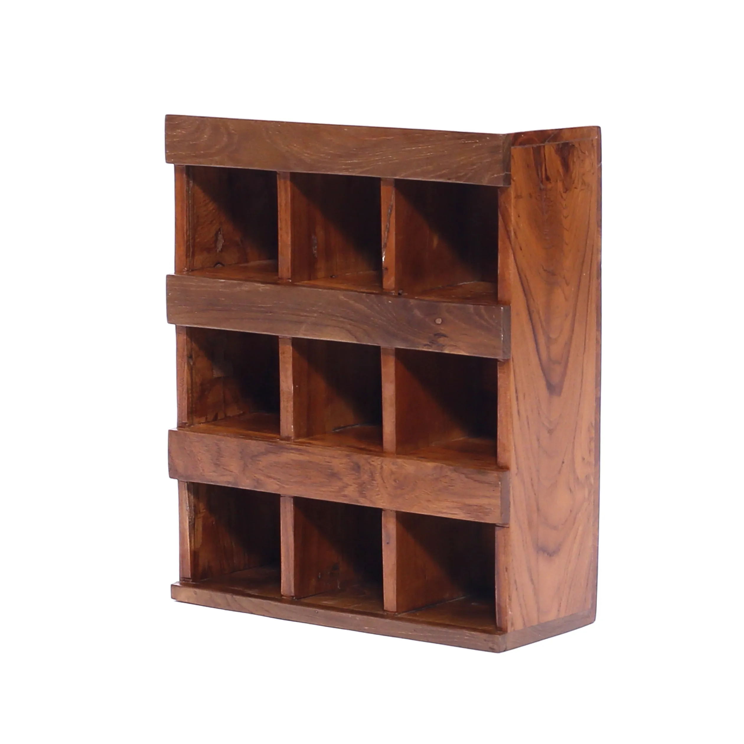 9-Slot Wooden Jar Wall Hanging Cabinet
