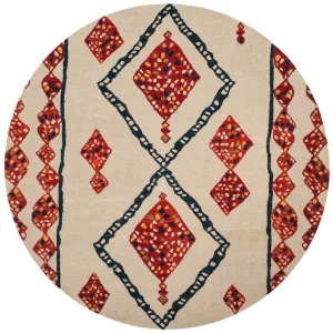 Aspen Ivory/Red/Multi Round Rug