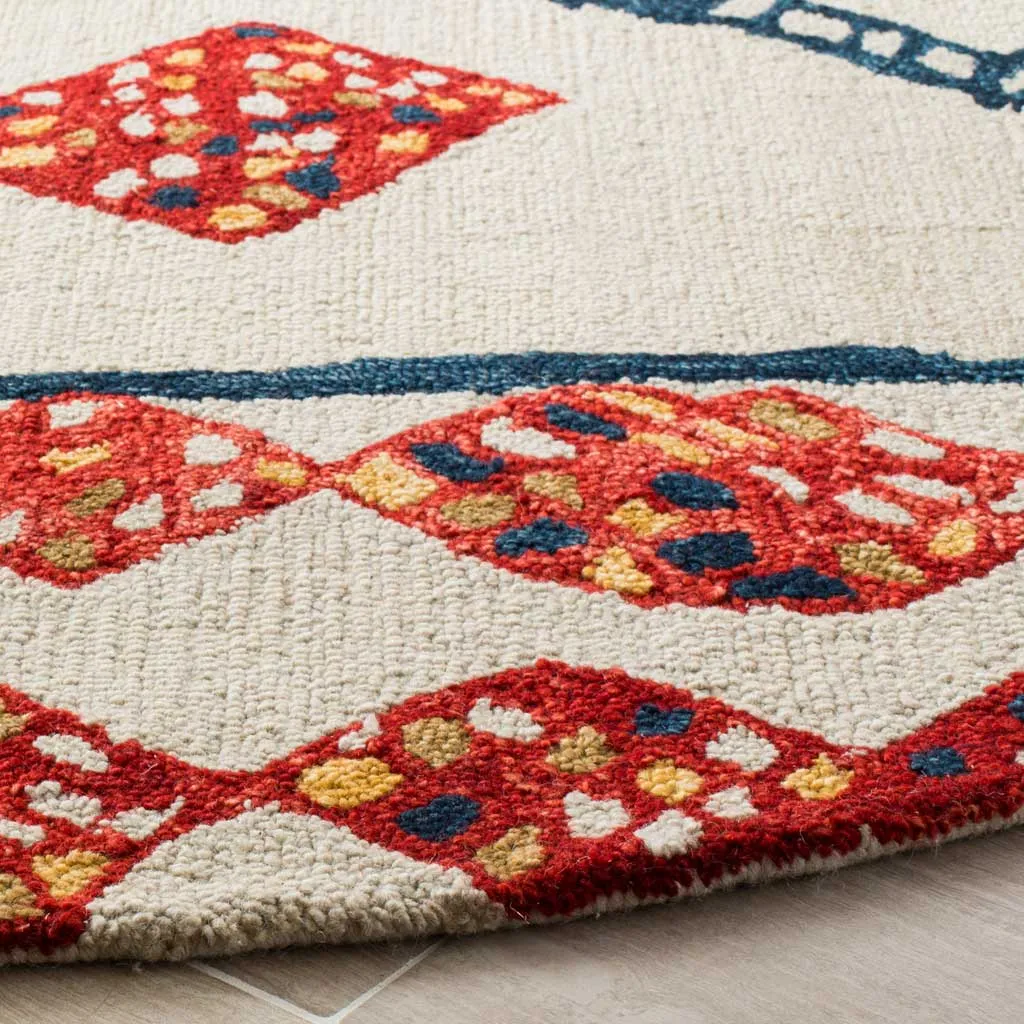 Aspen Ivory/Red/Multi Round Rug