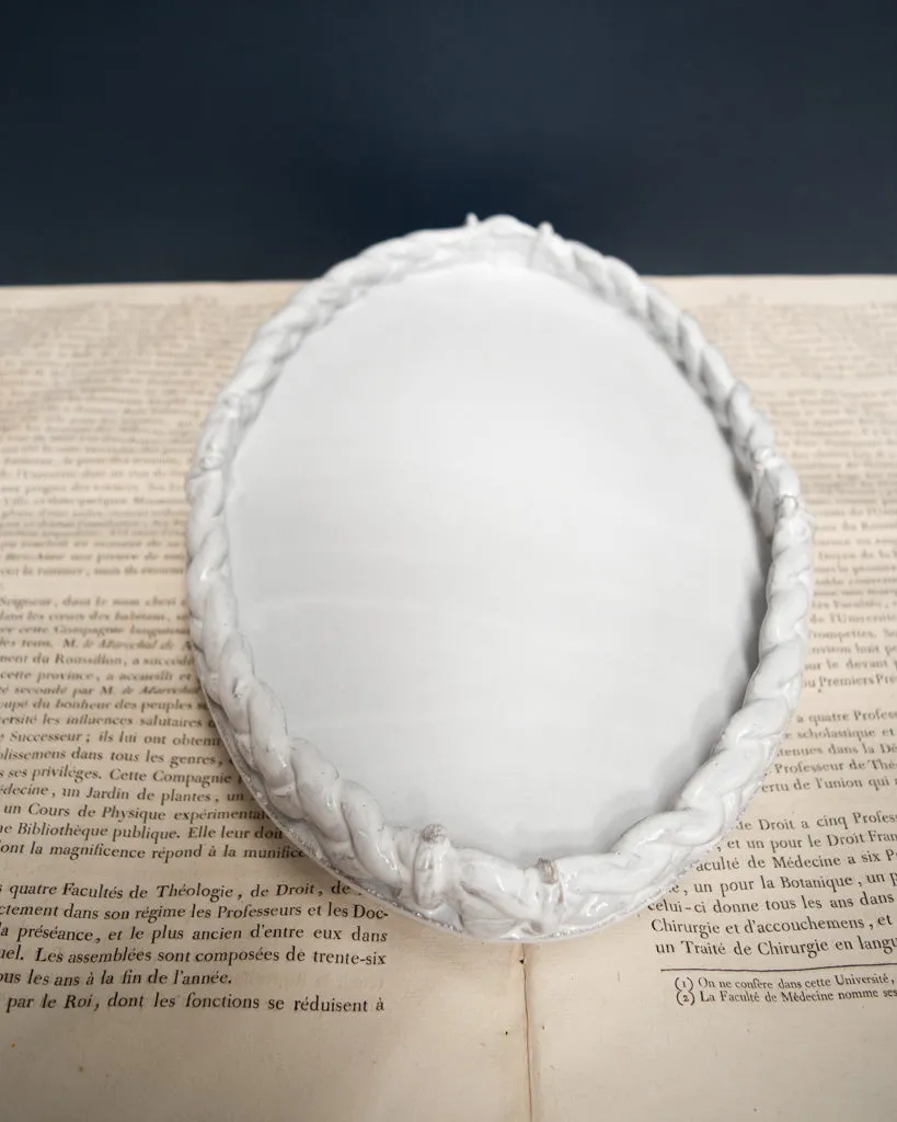 Astier de Villatte Oval Setsuko Herbal Braid Platter with Feet