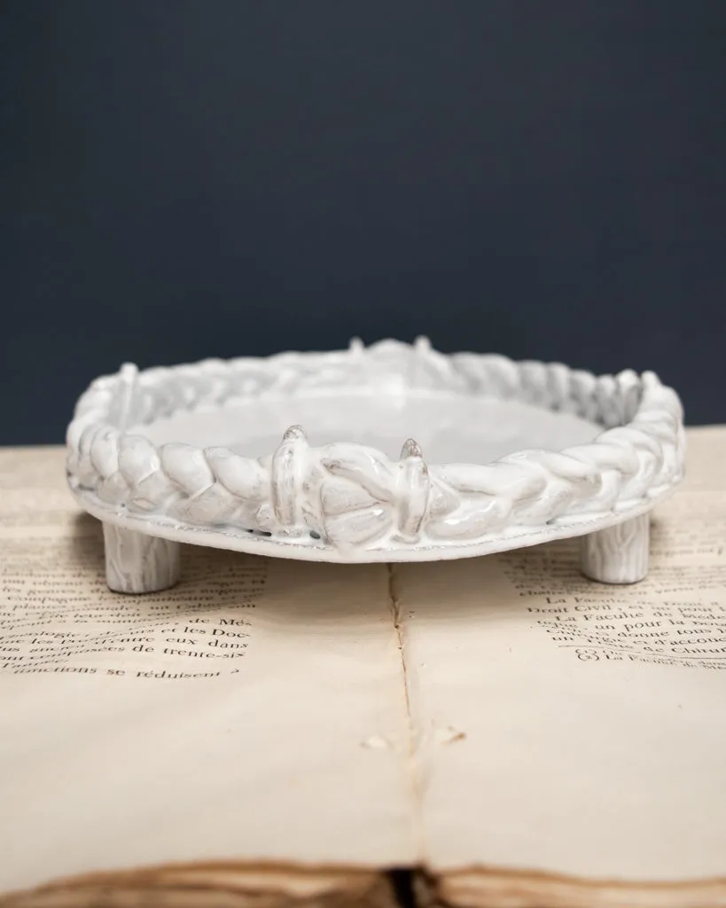 Astier de Villatte Oval Setsuko Herbal Braid Platter with Feet