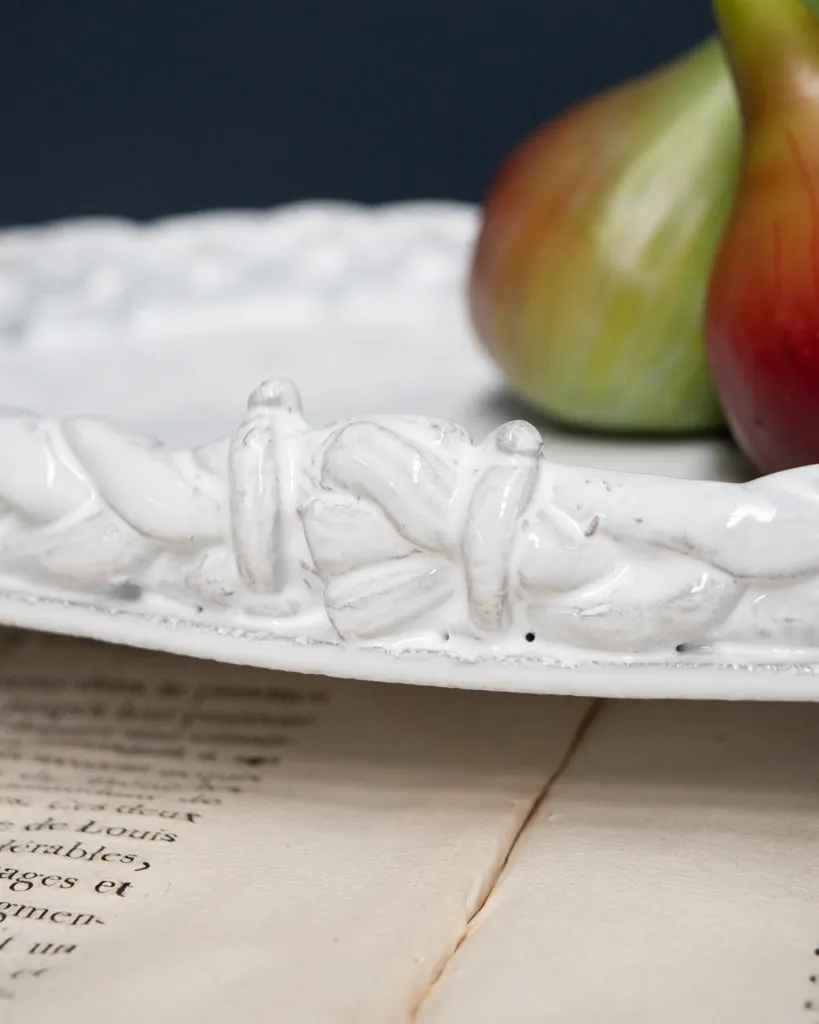 Astier de Villatte Oval Setsuko Herbal Braid Platter with Feet