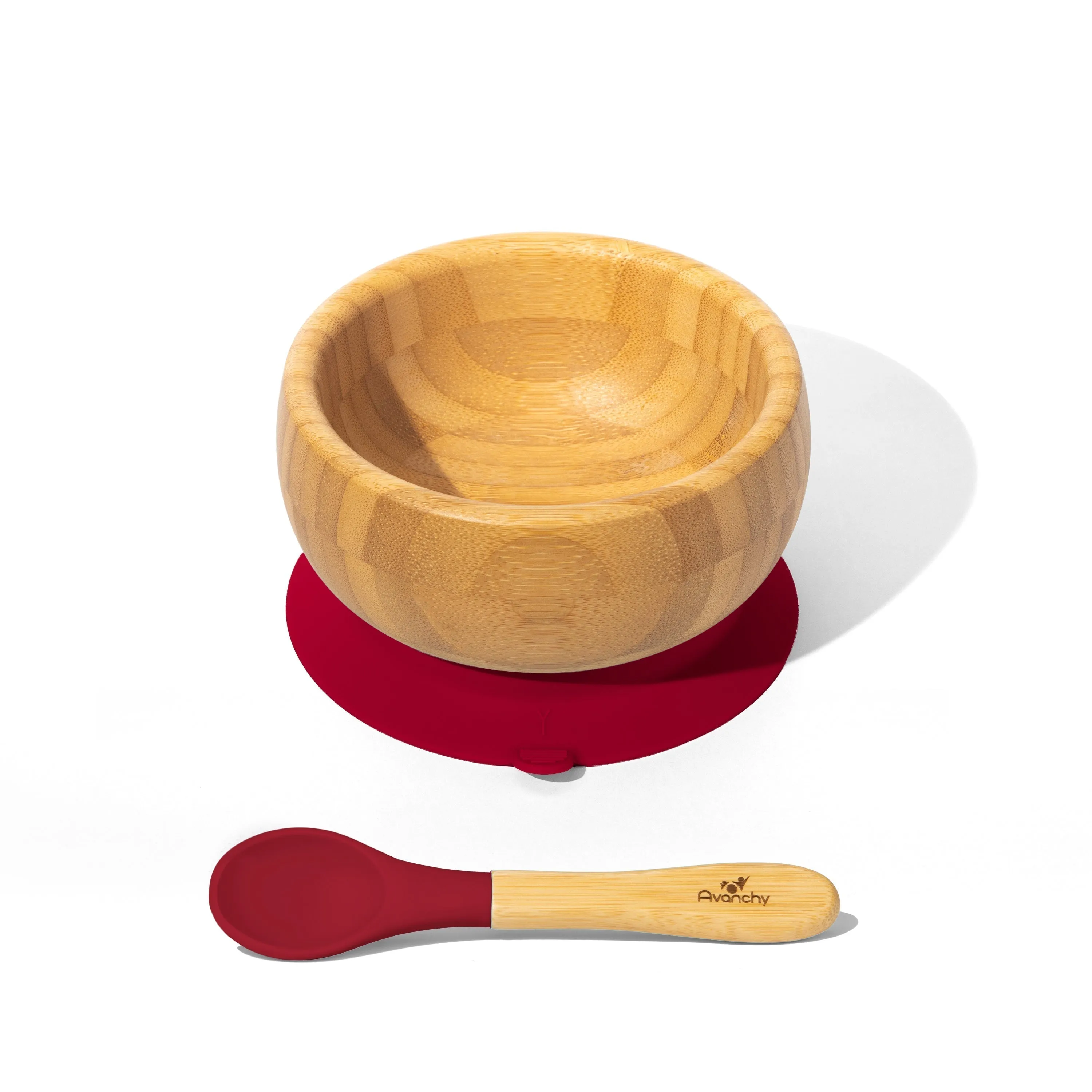 Avanchy Bamboo Baby Bowl & Spoon - White