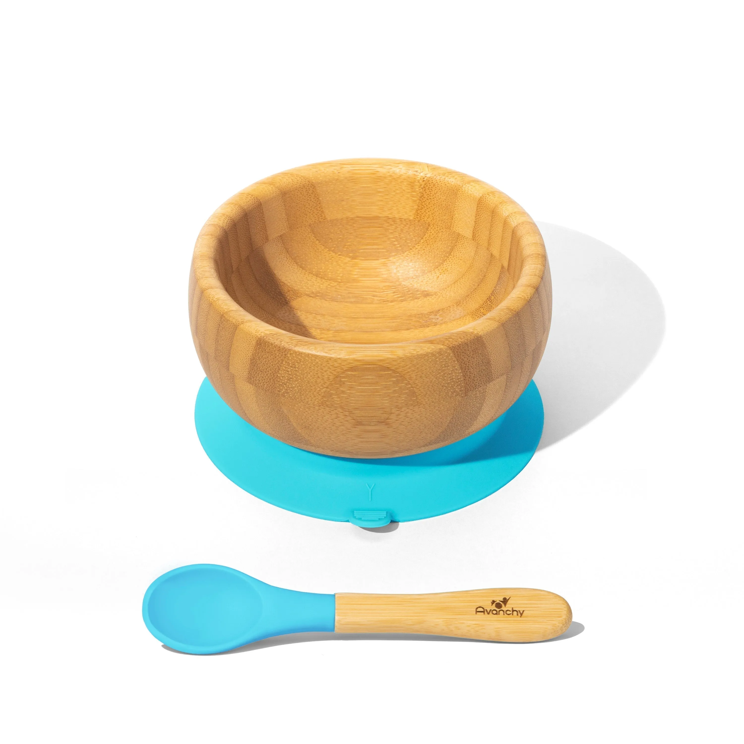 Avanchy Bamboo Baby Bowl & Spoon - White