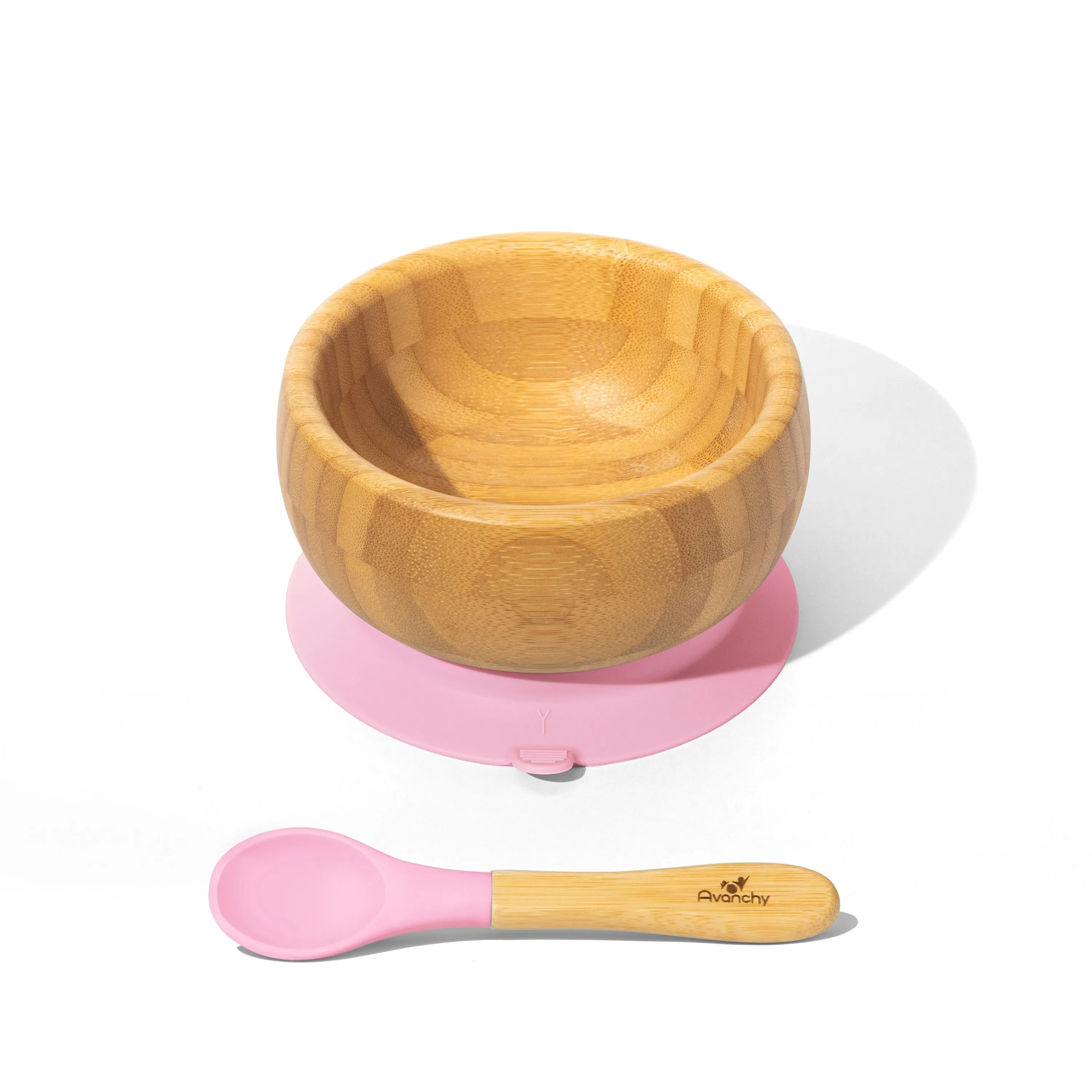 Avanchy Bamboo Baby Bowl & Spoon - White