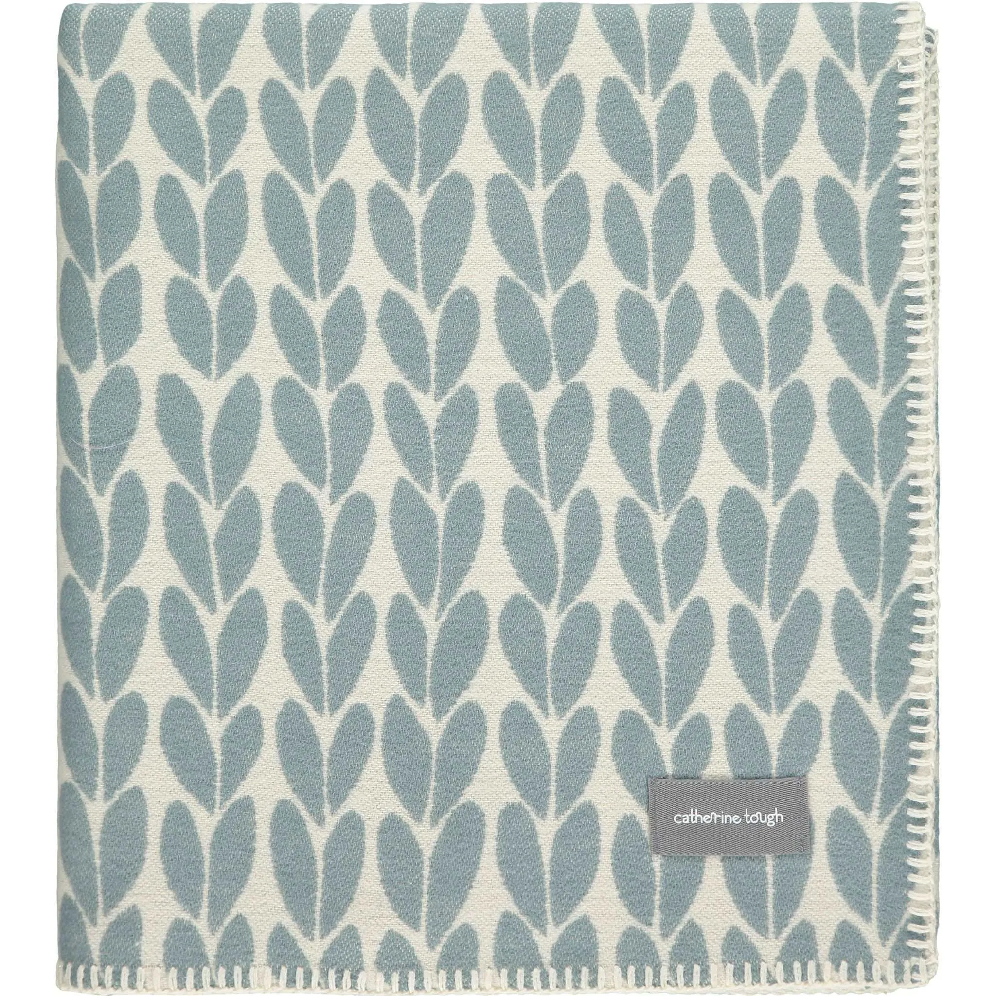 Big Stitch Duck-Egg Blue & Ivory Organic Cotton Throw