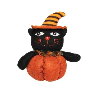 Black Cat in Pumpkin Figurine