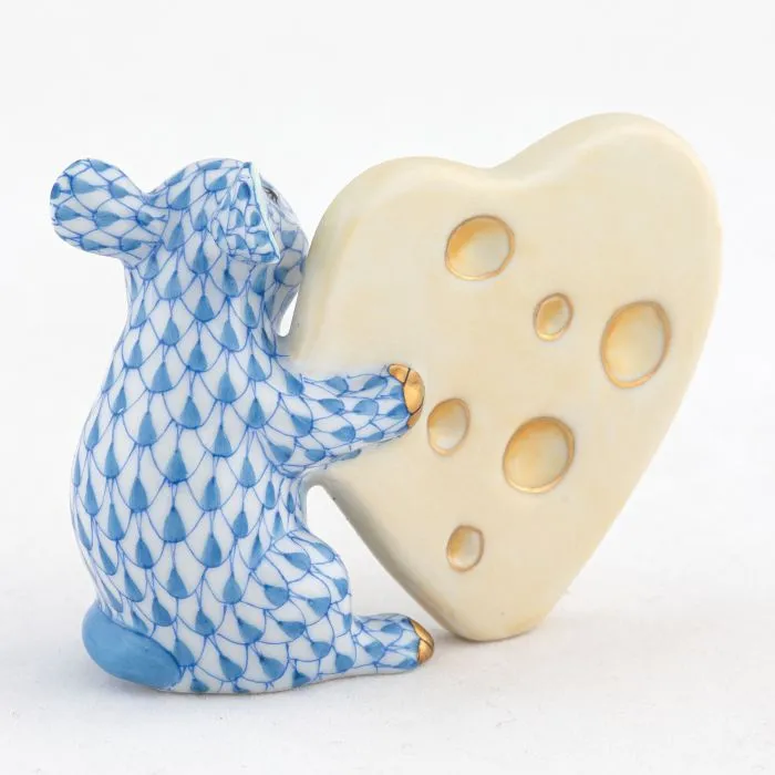 Blue Mouse with Heart Shaped Cheese