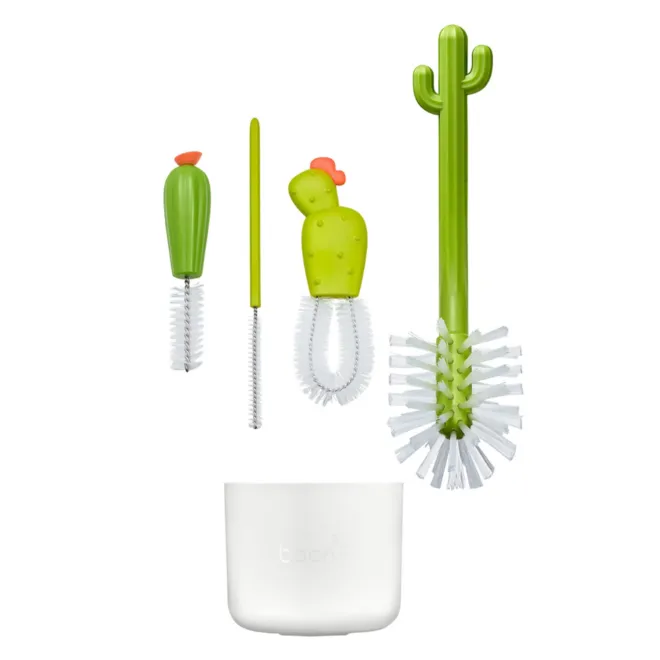 boon cacti bottle brush set - white/green