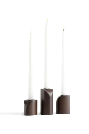 Brown Mahogany Candle Holders (3) | Ethnicraft PI