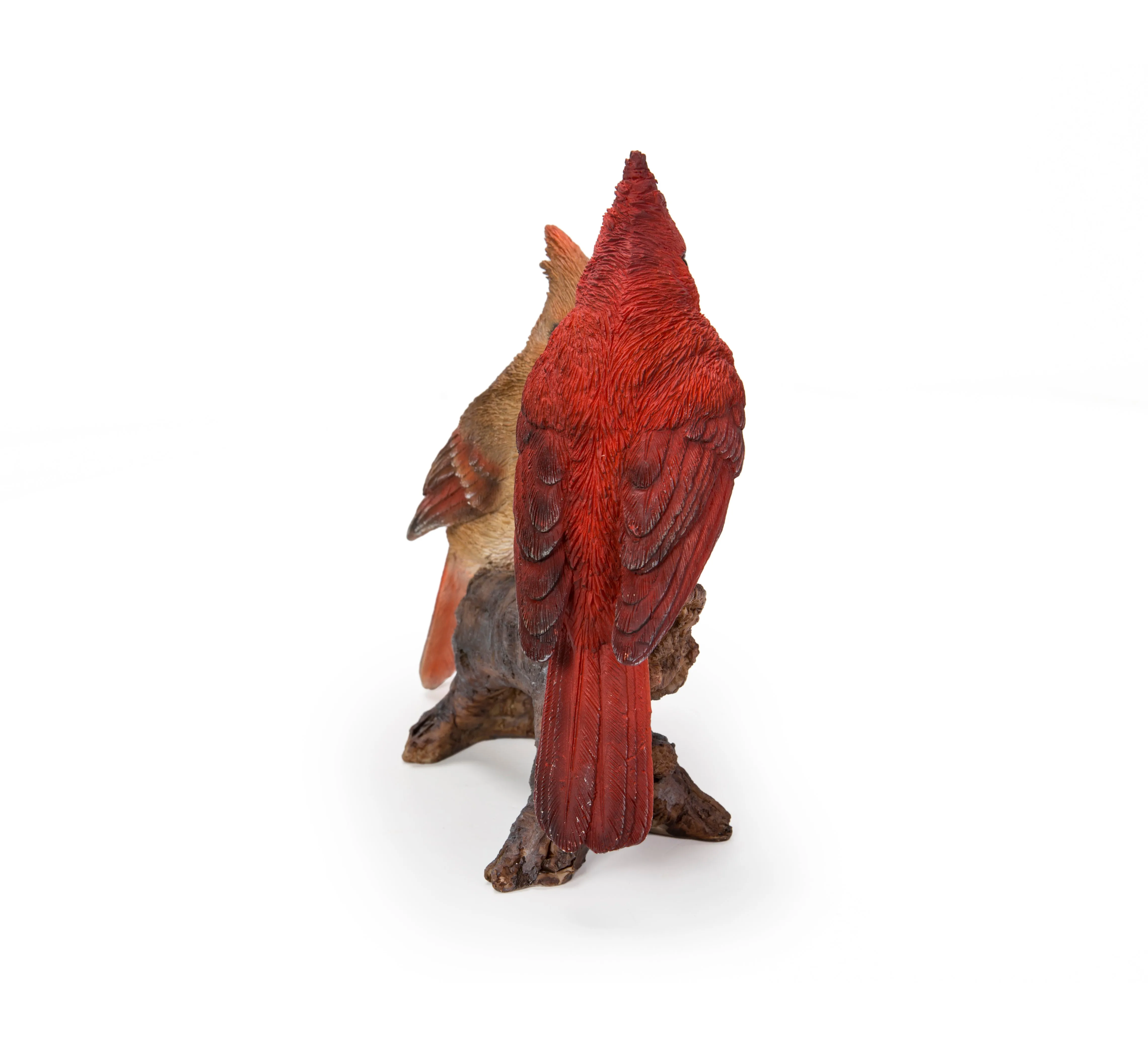 Cardinal Couple on Stump - Lifelike Cardinal Statue for Garden