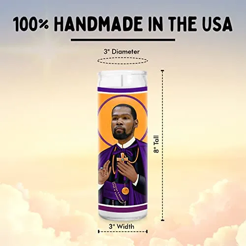 Celebrity Prayer Candle - KD Saint Candle - Culture Phoenix Prayer Votive - Handmade in USA - Novelty Basketball Gift