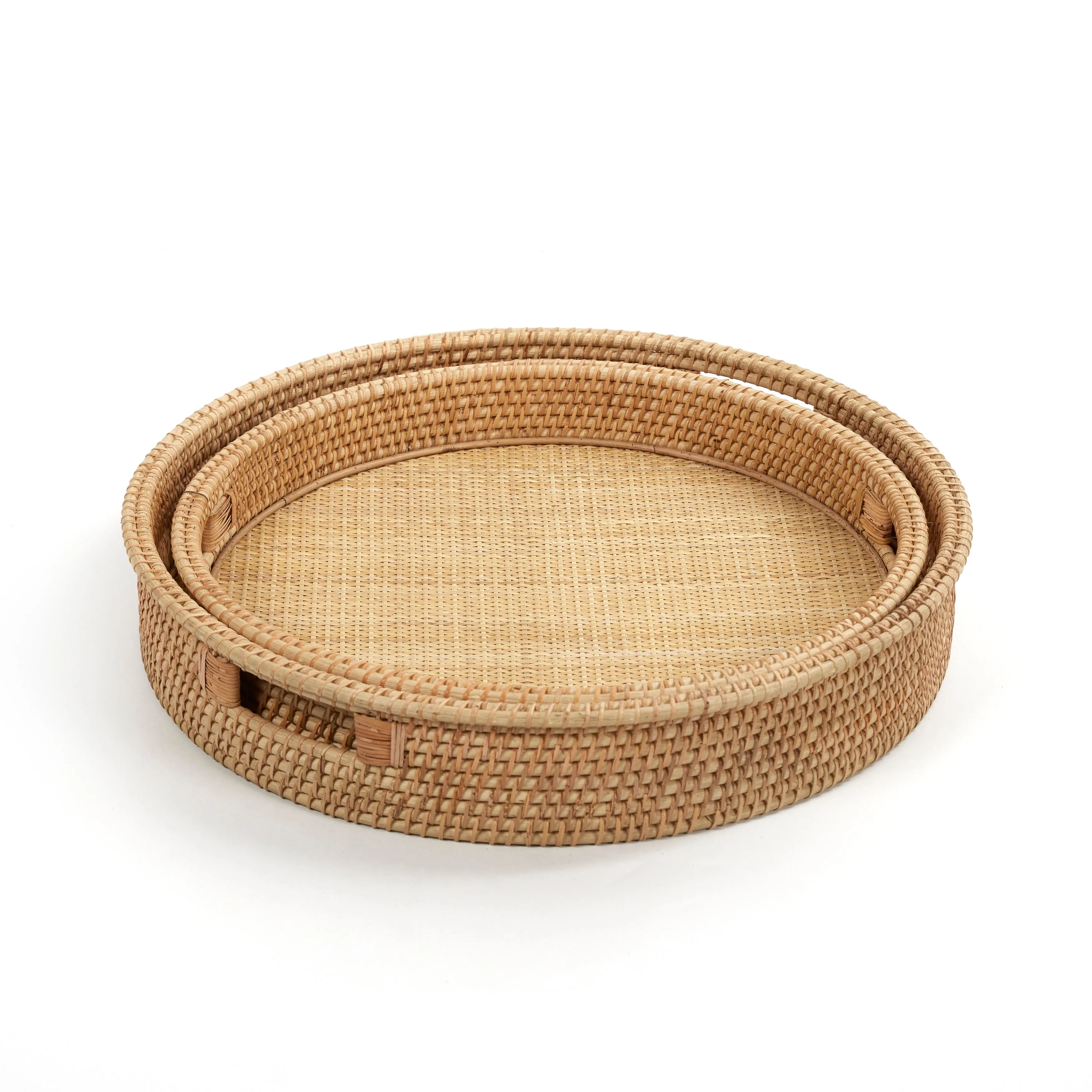 Circular Rattan Serving Tray