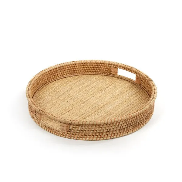 Circular Rattan Serving Tray