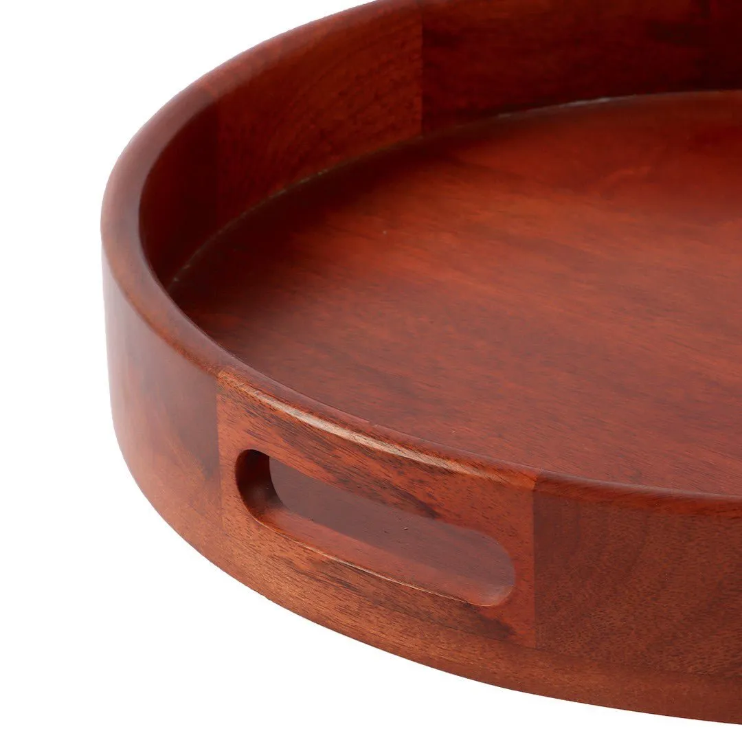 Classic Round Serving Wooden Tray (Set of 2)